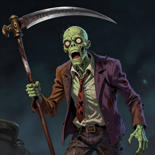 Screaming Zombie with Sickle Art