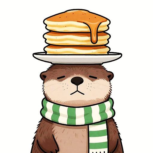 Bashful Otter Balancing Pancake Stack