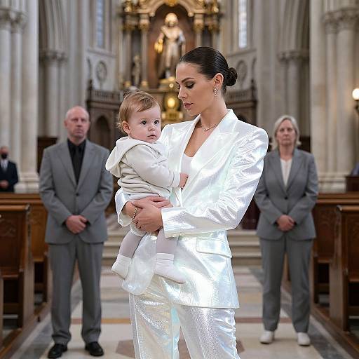 Futuristic Mother in Cathedral Scene