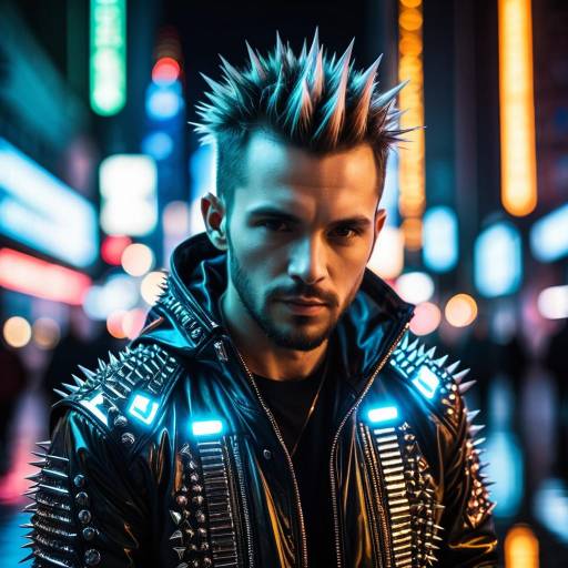 Punk Man with Spiked Hair and Studded Jacket
