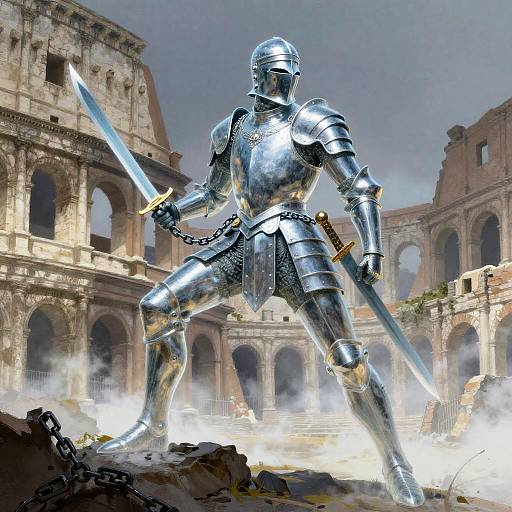 Spectral Gladiator in Misty Ruins