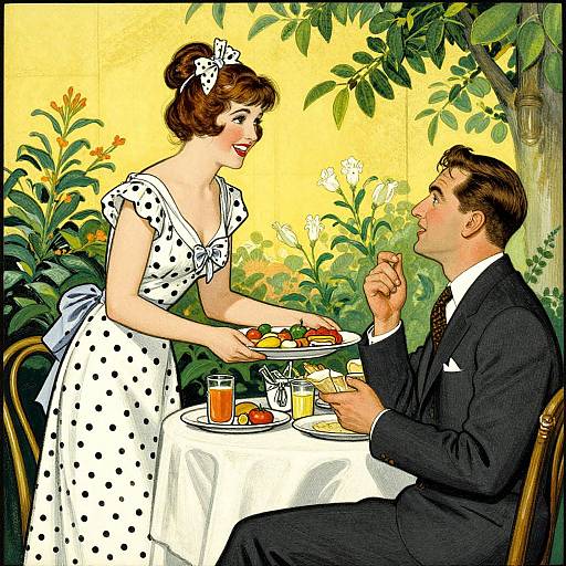 Retro Leyendecker Style Domestic Scene