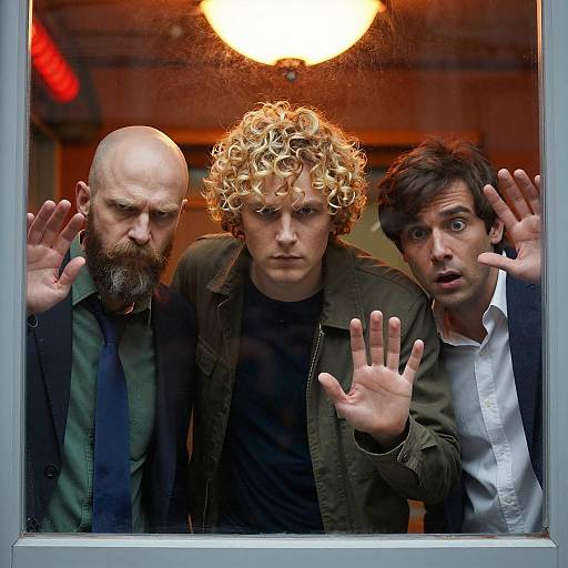 Three Men at a Glass Window