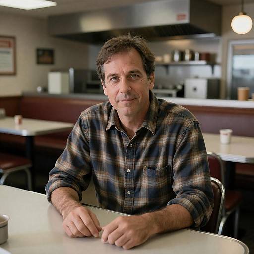 Middle-Aged Man at Diner Counter