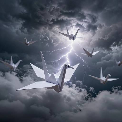 Paper Cranes in Stormy Skies