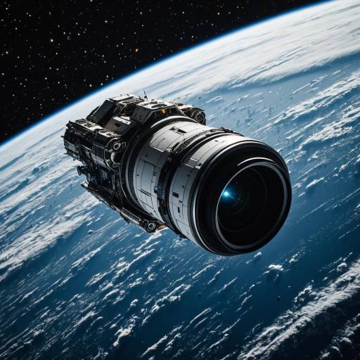 Futuristic Sci-Fi Spacecraft Orbiting Earth