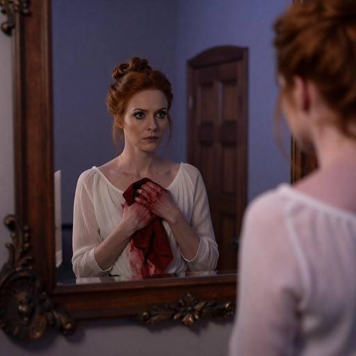 Elegant Woman in Dimly Lit Reflection