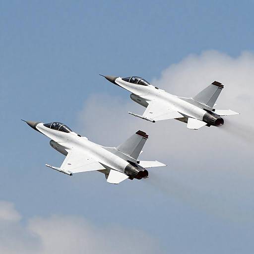 Dual Fighter Jets Red-White Trails