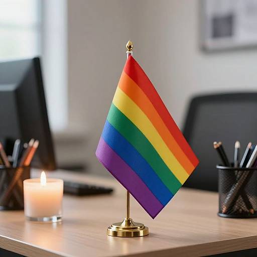 Rainbow Pride Flag on Office Desk