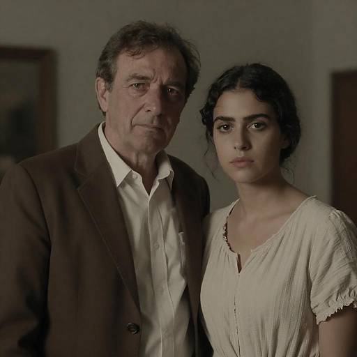 Serious Portrait of an Elderly Man and Young Woman