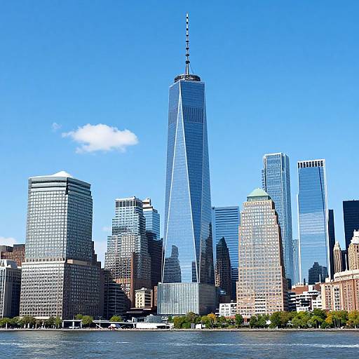 Bright Day NYC Skyline with One World Trade Center