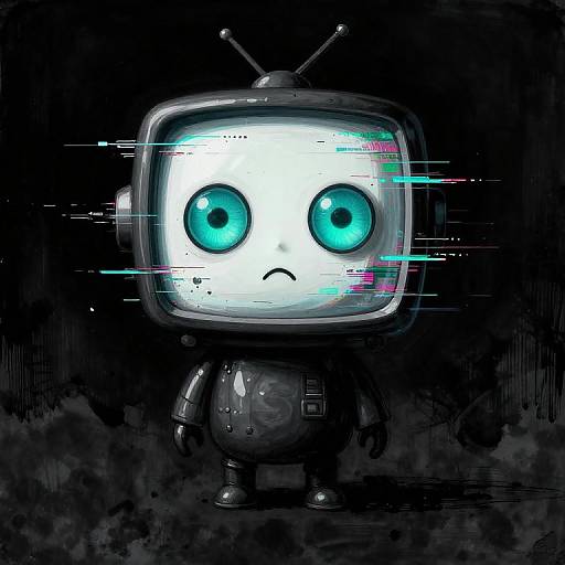 Glitched Porcelain Robot Portrait