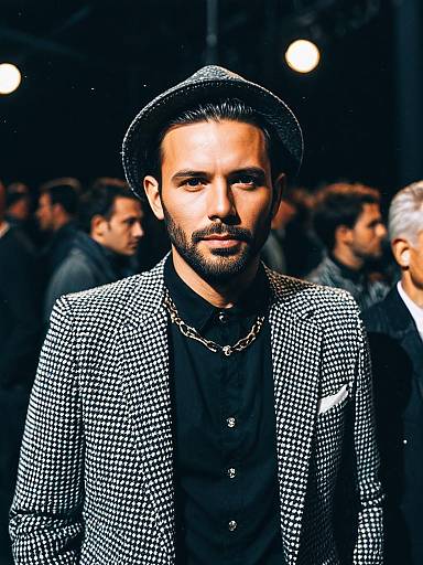 Man in Modern Fashion Outfit at Festival