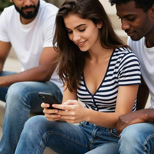 Young Adults Using Phone Outdoors