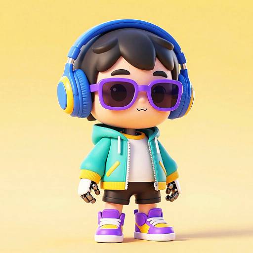 Playful Robotic Kid in Vibrant Techwear