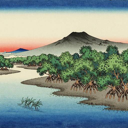 Ukiyo-e Mangrove Estuary at Low Tide