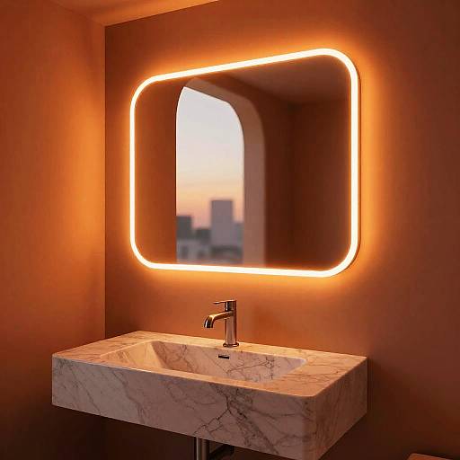 Futuristic Bathroom with Neon Glow