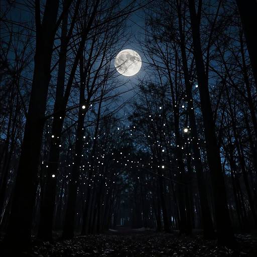 Moonlit Forest with Dancing Orbs