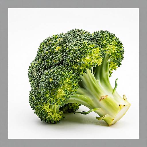 Fresh Broccoli Head on White Background