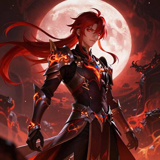 Fiery Demon Anime Warrior