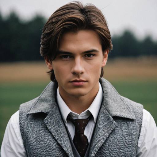 Young Man in Grey Vest and Brown Tie Outdoors