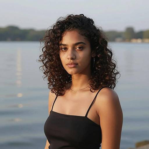 Curly Haired Woman by the Lake