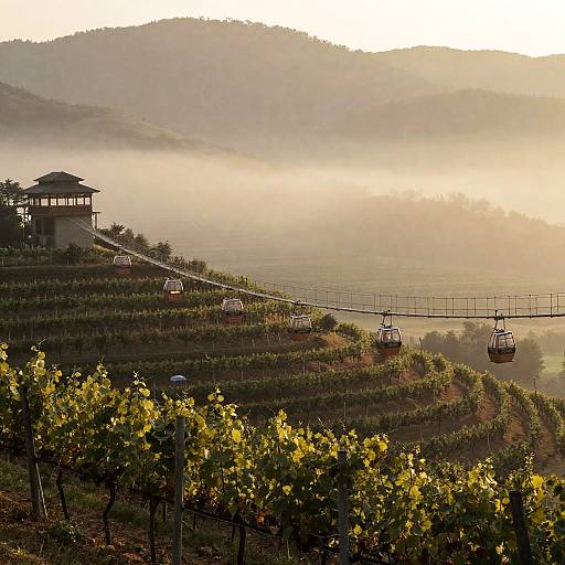 Floating Vineyard at Dawn with Lanterns