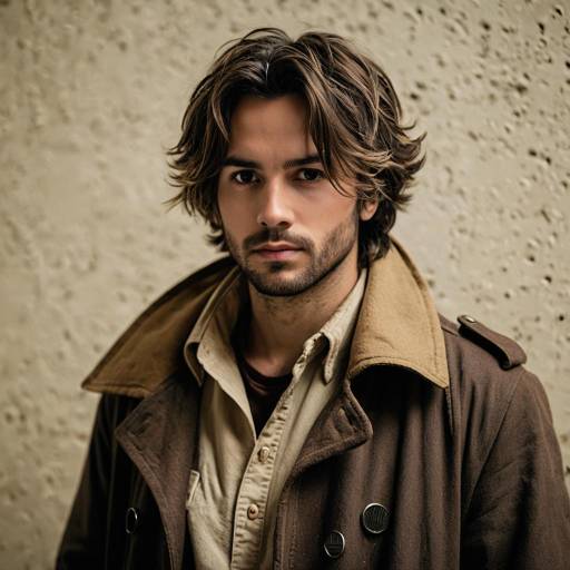 Young Man in Rugged Brown Coat