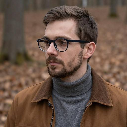 Thoughtful Man in Forest Setting