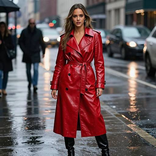 Jessica Alba in Red Leather Trench