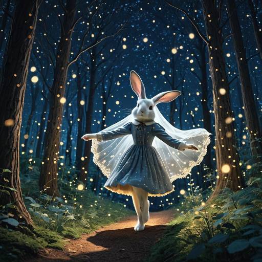 Rabbit Dancing in Enchanted Forest
