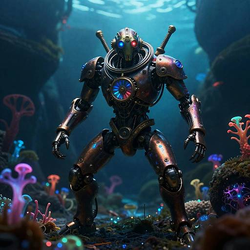 Biopunk Cyberbaroque Clockwork Angler Mech-Sentinel