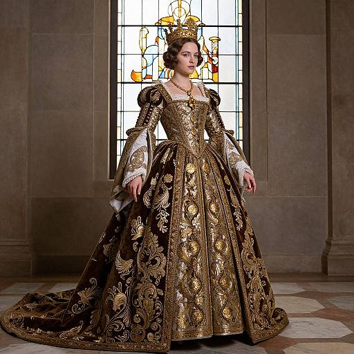 Elegant Queen in Regal Renaissance Pose