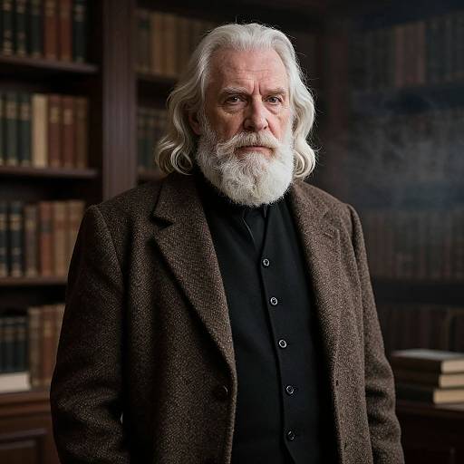 Wise Old Man in Antique Library