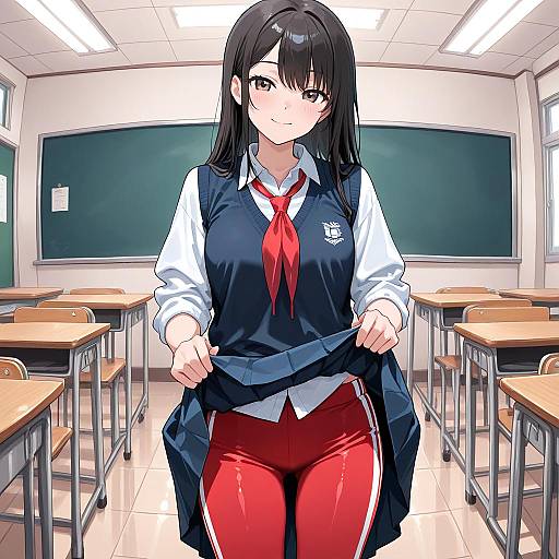 Shiny Eyes Schoolgirl in Classroom