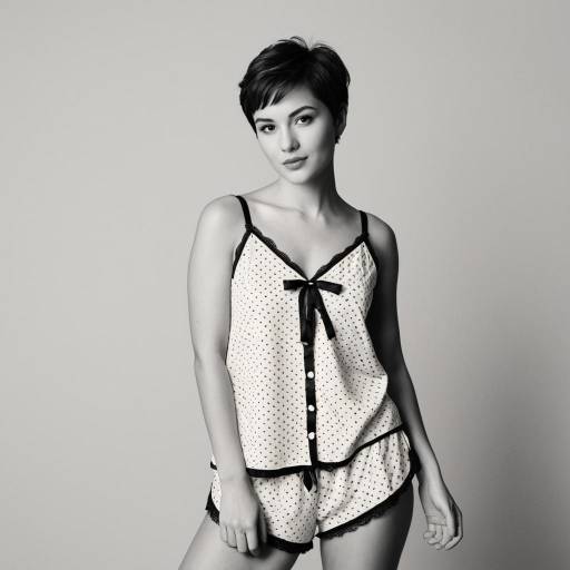 Charming woman in lingerie pajama set