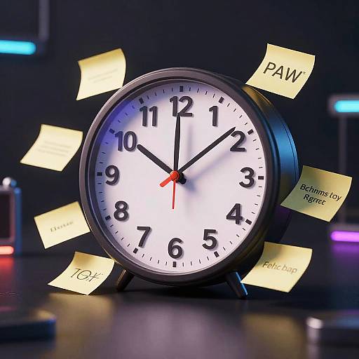 Futuristic Digital Clock with Notes