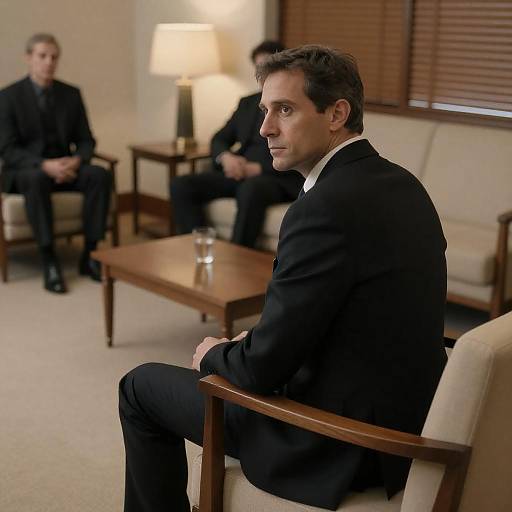 Serious Man in Black Suit Portrait