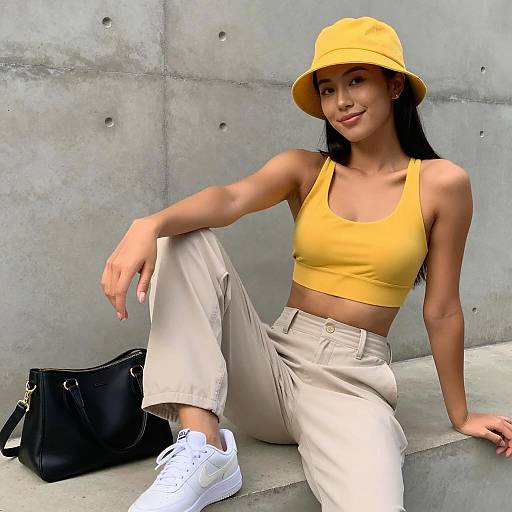 Casual Young Woman in Bright Sunlight