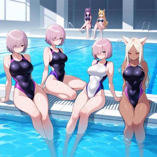 Six Girls by the Poolside