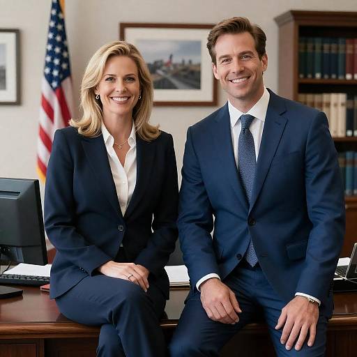 Professional Business Colleagues Smiling in Office