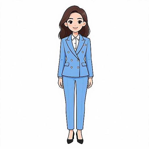 Smiling Modern Businesswoman in Pastel Blue