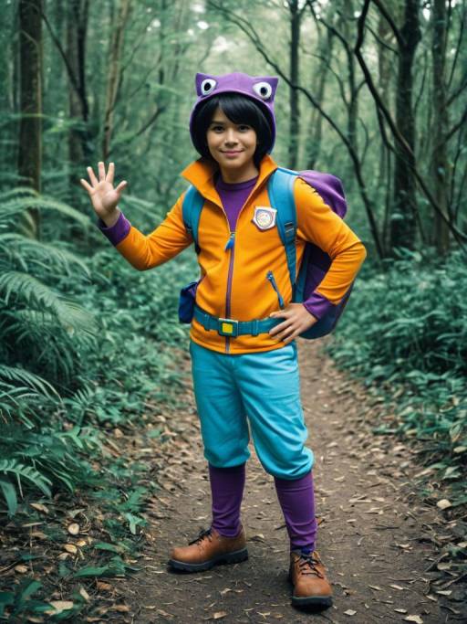 Man in Dora the Explorer Costume in Forest