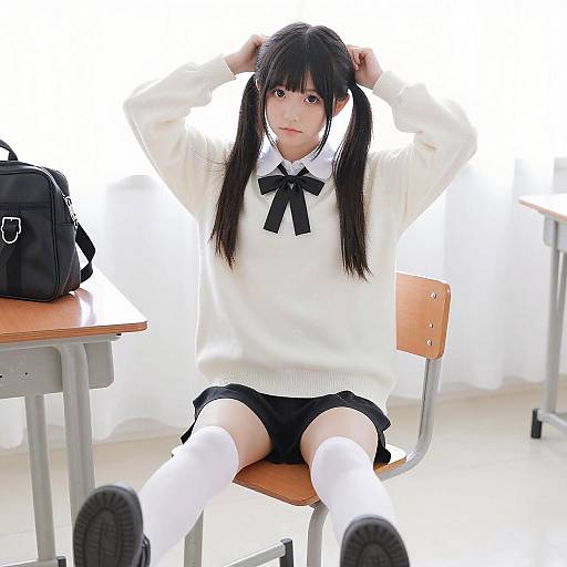 Anime Girl in Classroom Pose