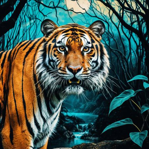 Surrealist Tiger in Dreamy Forest