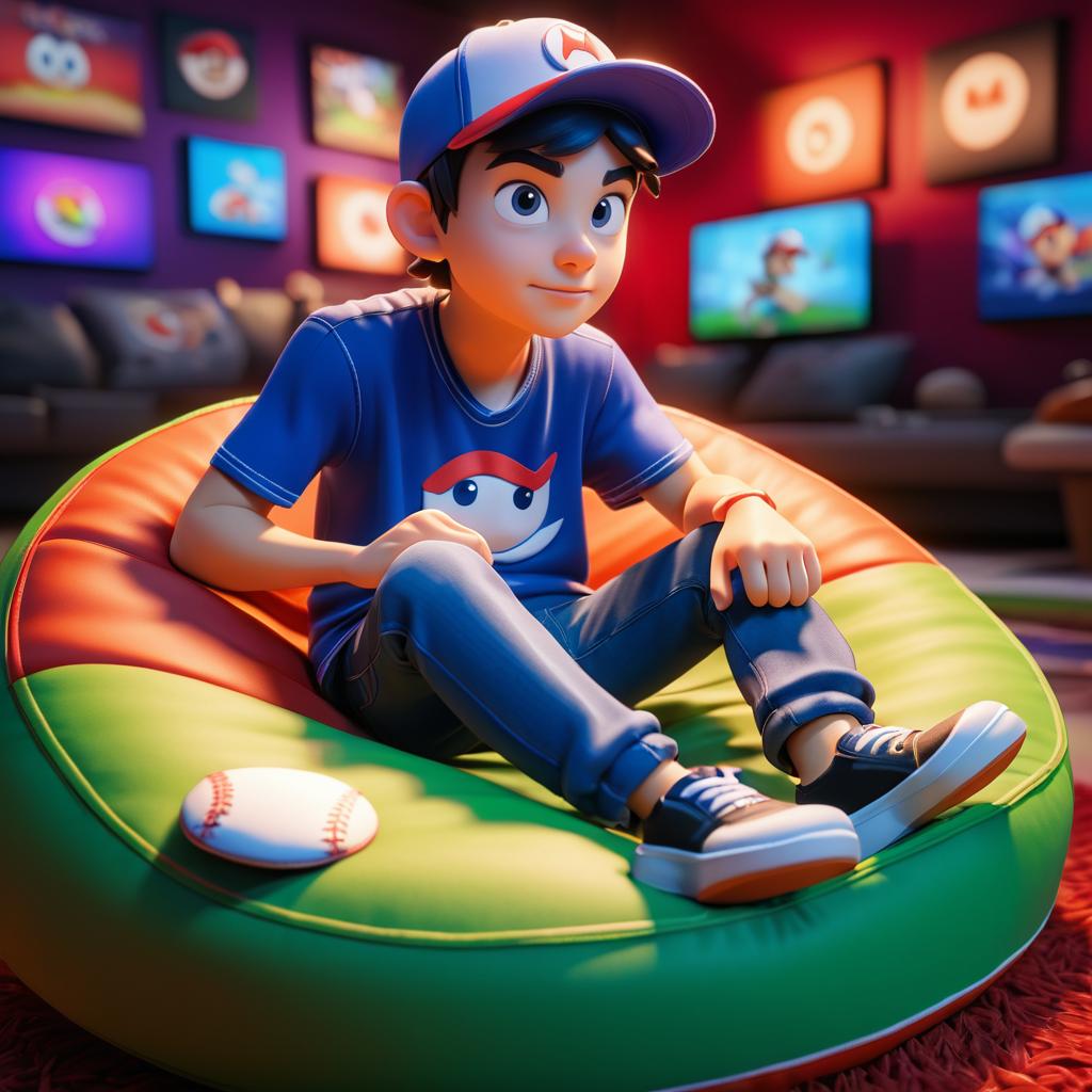 Vibrant 3D Cartoon Gamer Character