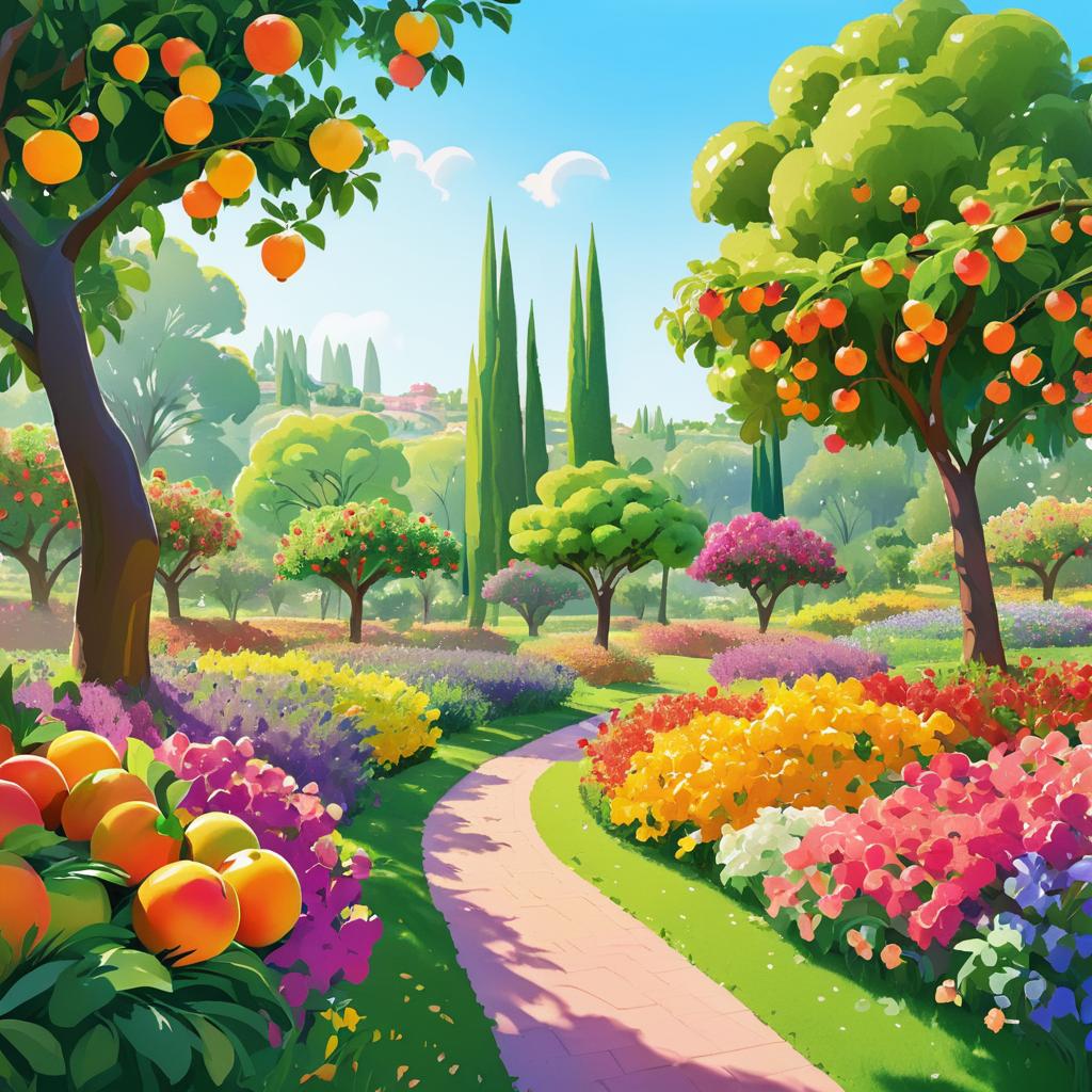 Whimsical Orchard Illustration in Full Color