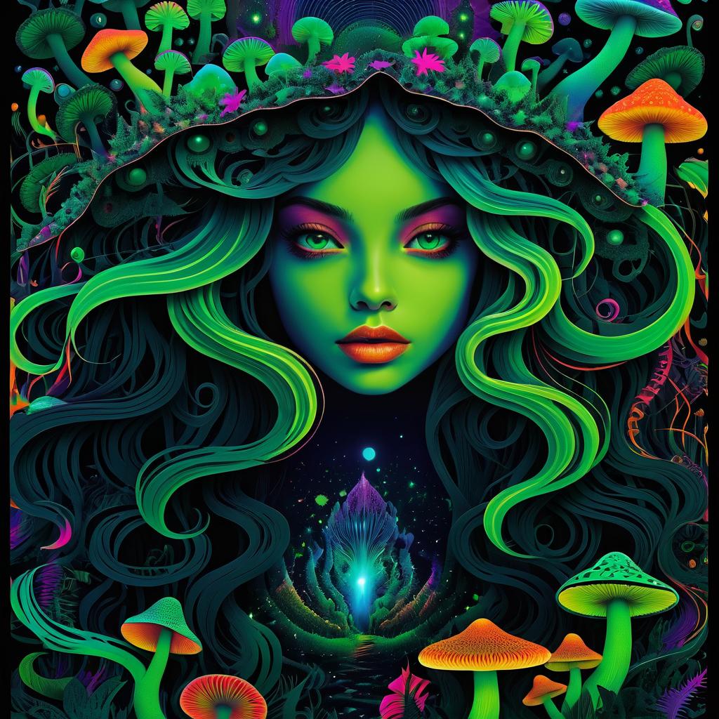 Surreal Psychedelic Girl with Vibrant Colors