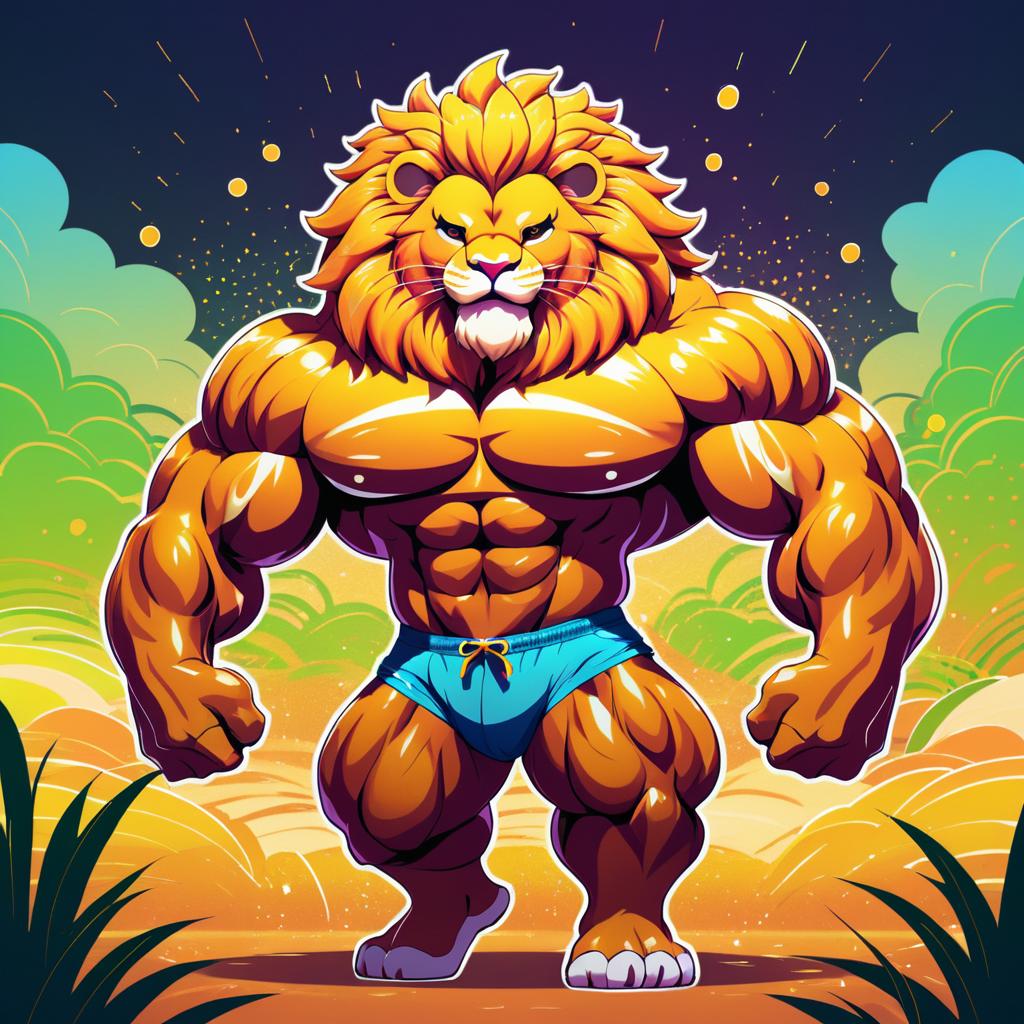 Kawaii Buff Lion in Vibrant Savannah