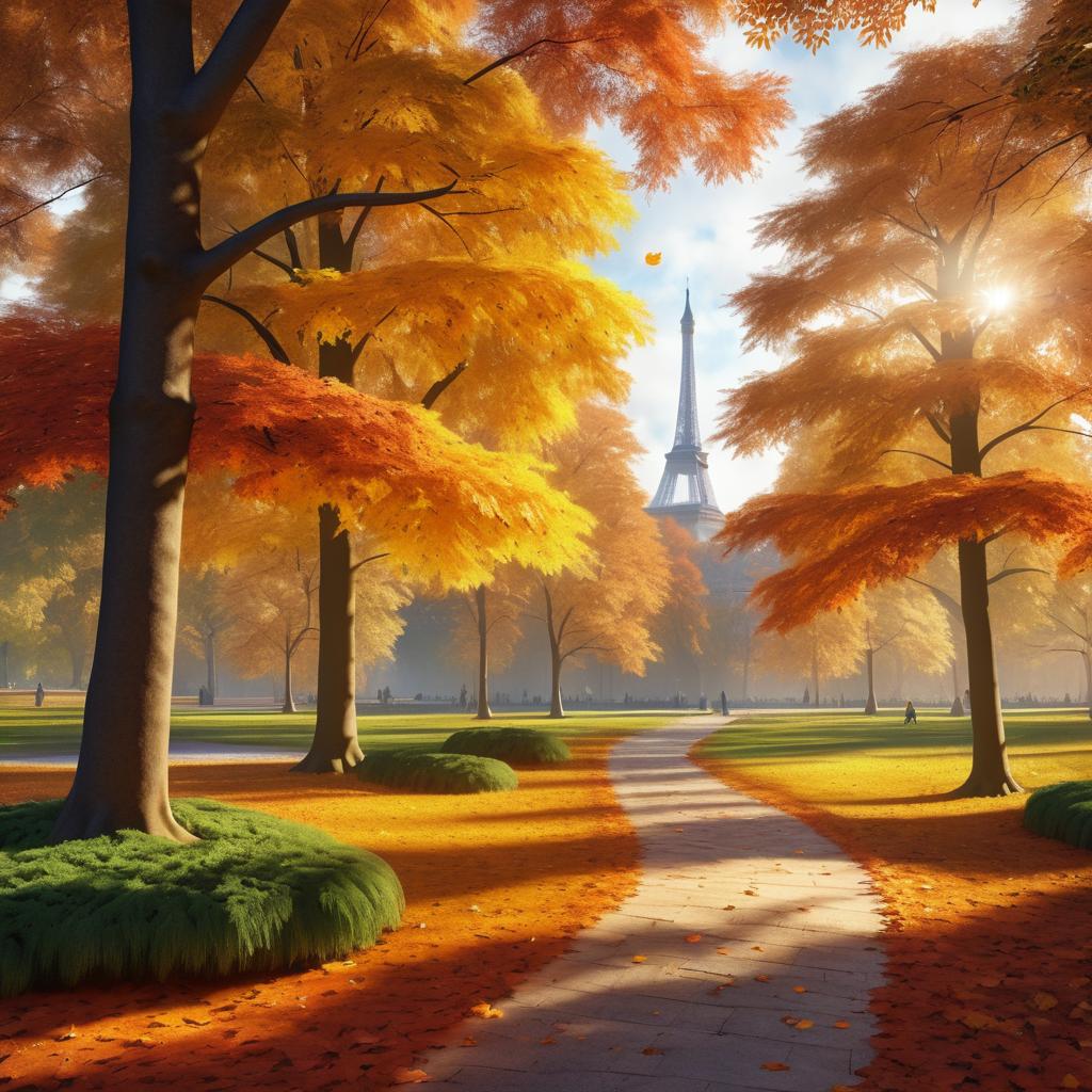 Immersive Hyper-Realistic Autumn Park Scene